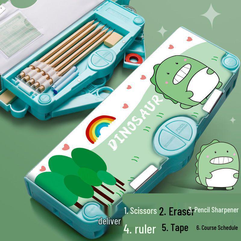 Cute Pencil Case for Girls, Kindergarten & Elementary Students: Multifunctional Stationery Box with Sharpener, Ruler & Scissors.