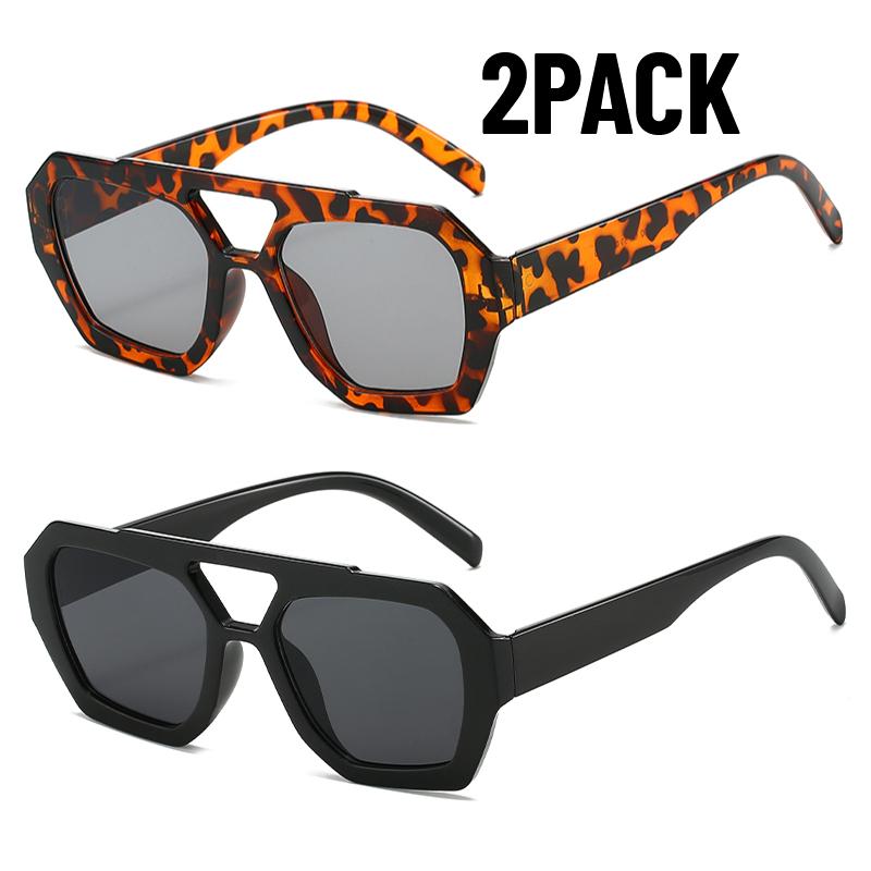 

2 ШТ Модные женские солнцезащитные очки с двойной переносицей для активного отдыха, путешествий, рыбалки, мужские очки с большой оправой, ретро, роскошные дизайнерские очки, UV400