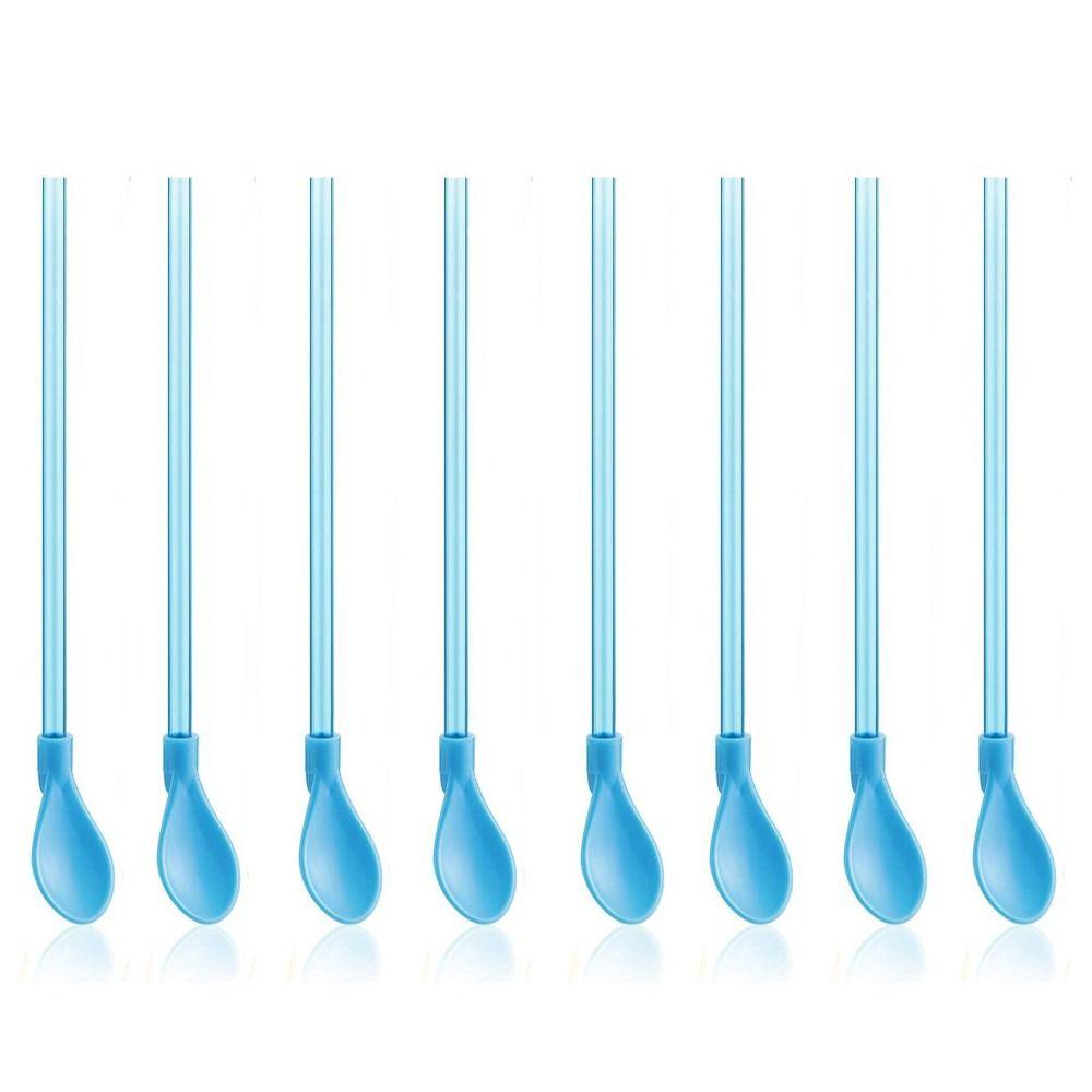 8Pcs Hot Reusable Detachable Straws Party Supplies Colorful Spoon Straws Summer Beach Long hand Plastic Drinking Straws Kids
