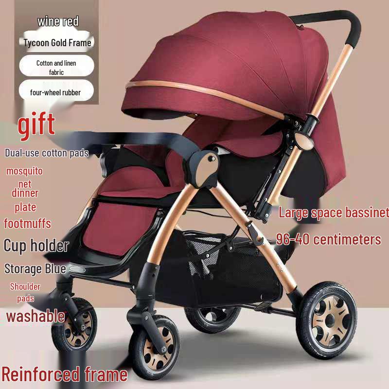 Lightweight Reversible Stroller with Dining Tray - Four-Wheel, Folding, for Infants and Toddlers