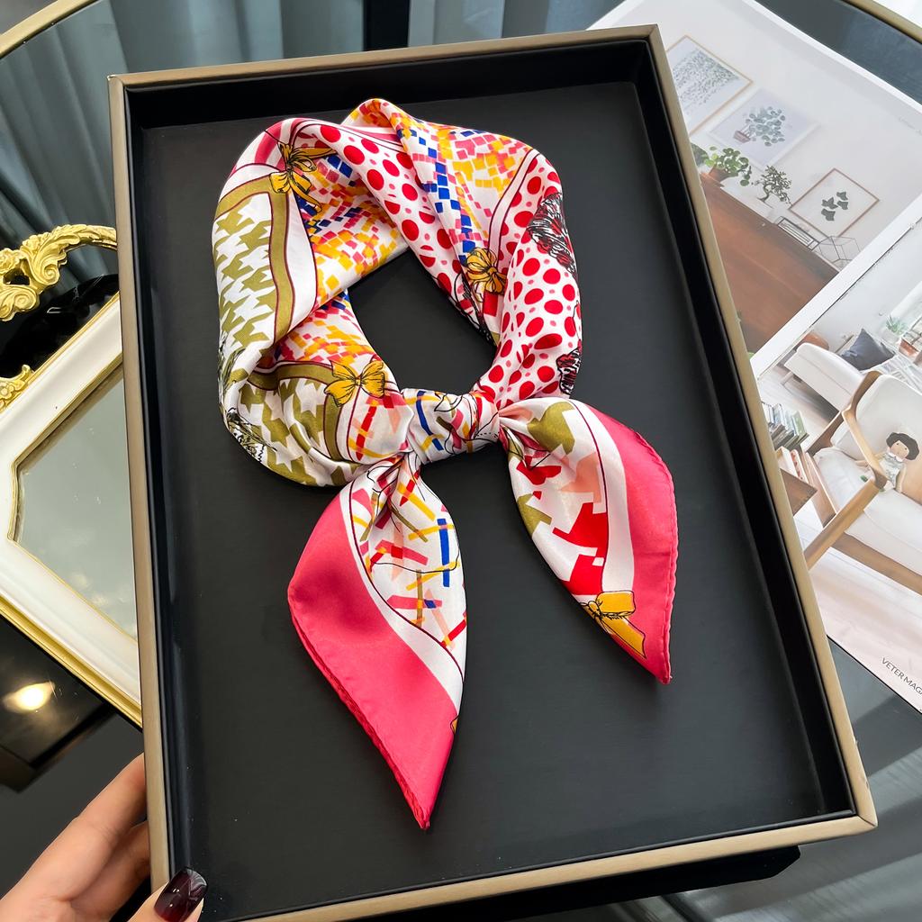 Luxury Square Silk Scarf for Women Hijab Hair Bands Neckerchief Female Satin Shawl Ribbon Headband Fashion Wraps Bandana