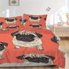 3Pcs Pug Pattern Printed Bedding Set, Breathable And Soft, Machine Washable, Christmas Gift, Suitable for Bedroom Decoration, 15152
