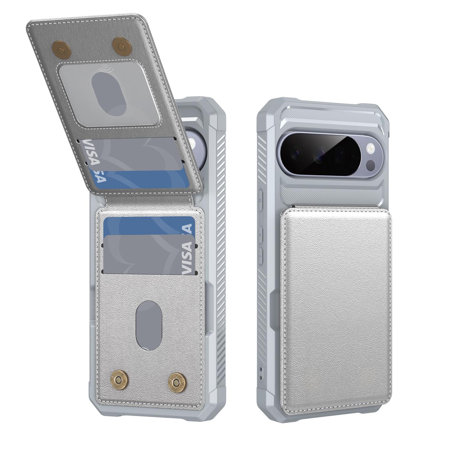 

ZM11 For Google Pixel 9 Pro / 9 Case Card Slot Kickstand PU+TPU Phone Cover