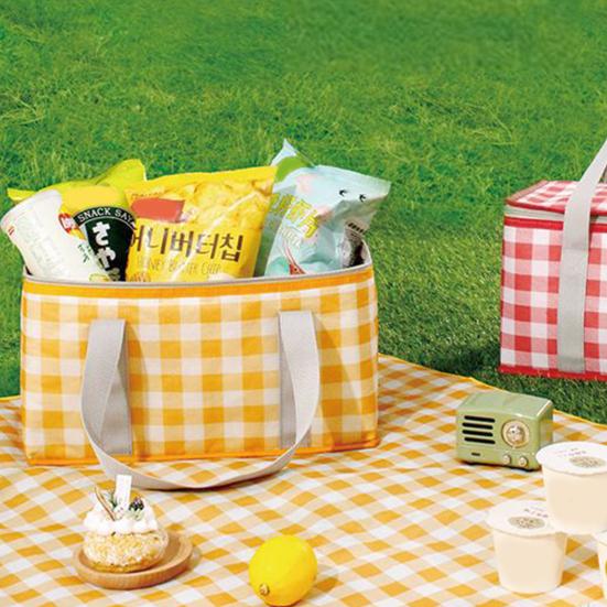 Picnic Bag Waterproof Insulated Cooler with Thick Aluminum Lining Wear-Resistant Oxford Cloth Mat Foldable Seating Pad for Outdoor Camping Beach