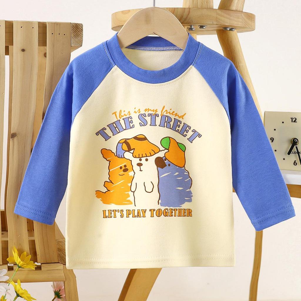 2026 Summer Children O-Neck Long Sleeve T-Shirt Kids Spring Cartoon Cotton Top for Girl Boy