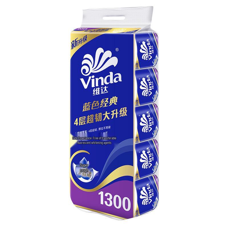 Vinda 4-Ply Super Tough Toilet Paper, 200g Large Roll Household Pack