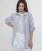 CHICKS Oversized Striped See-Through Shirt Blue