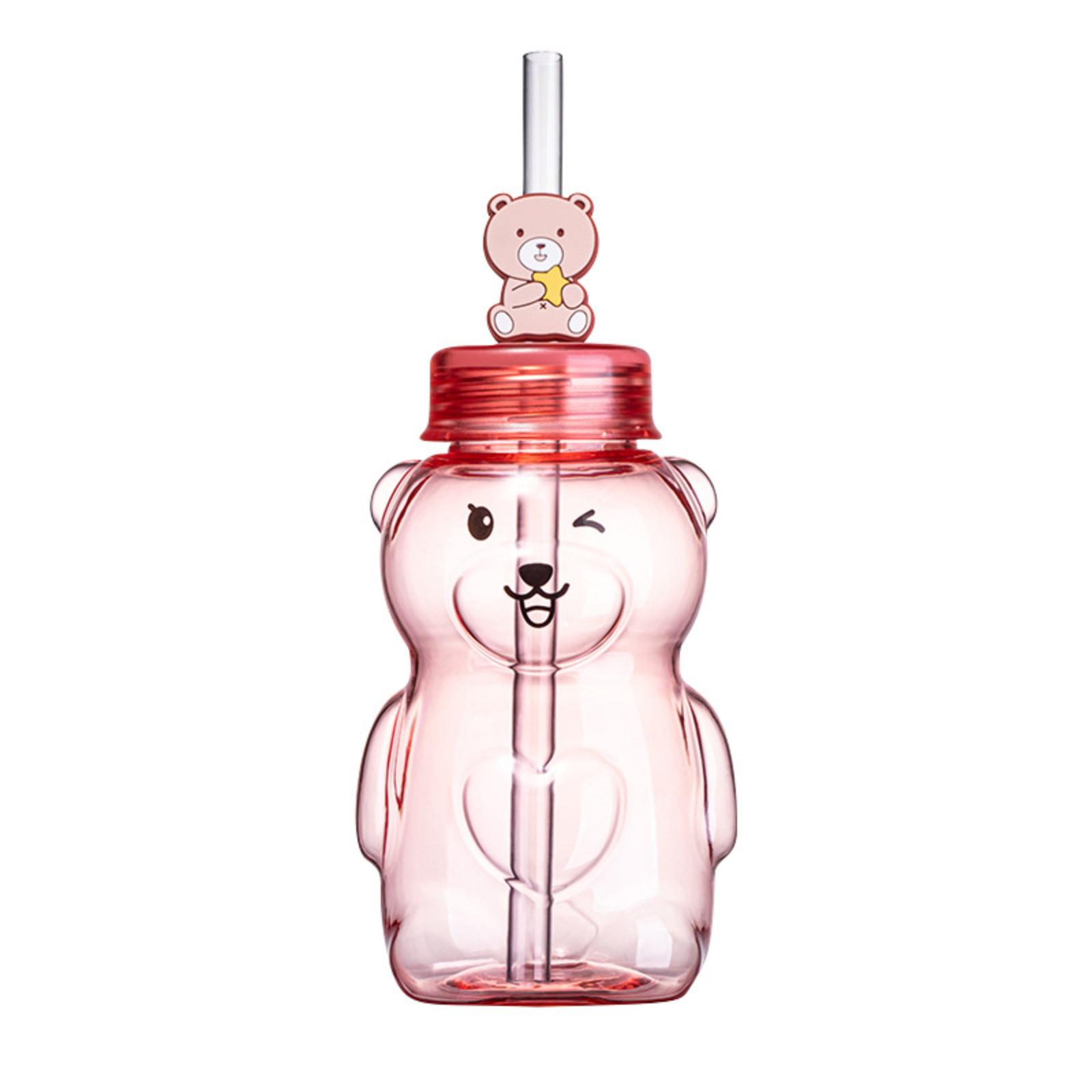 

Bear Plastic Cup - Creative Compact -Use Straw Water Bottle For Boys, Girls & Students, Portable Travel Cup One Size рожевий