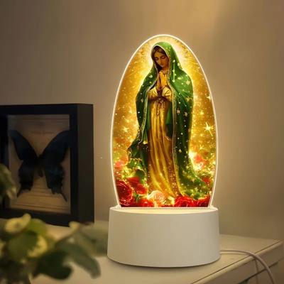 Guadalupe Virgin Prayer Lamp USB Powered Warm Light Soft Glow Catholic Night Light LED Religious Decor for Home Altar Bedroom Office Gift