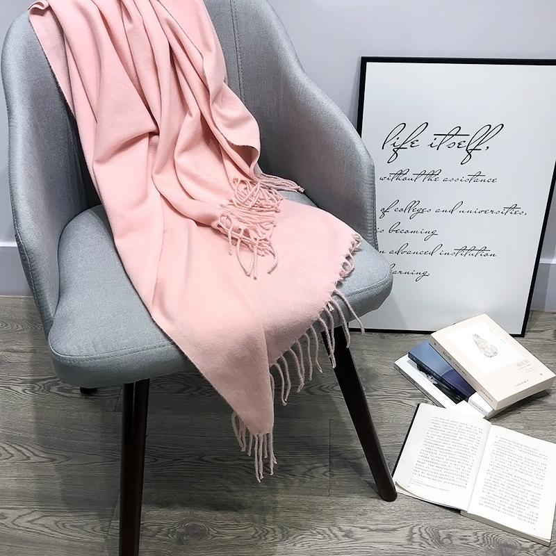 Autumn and Winter Solid Color Scarf Classic Bright Red Scarf Thickened Thorn Shawl LOGO Tassel