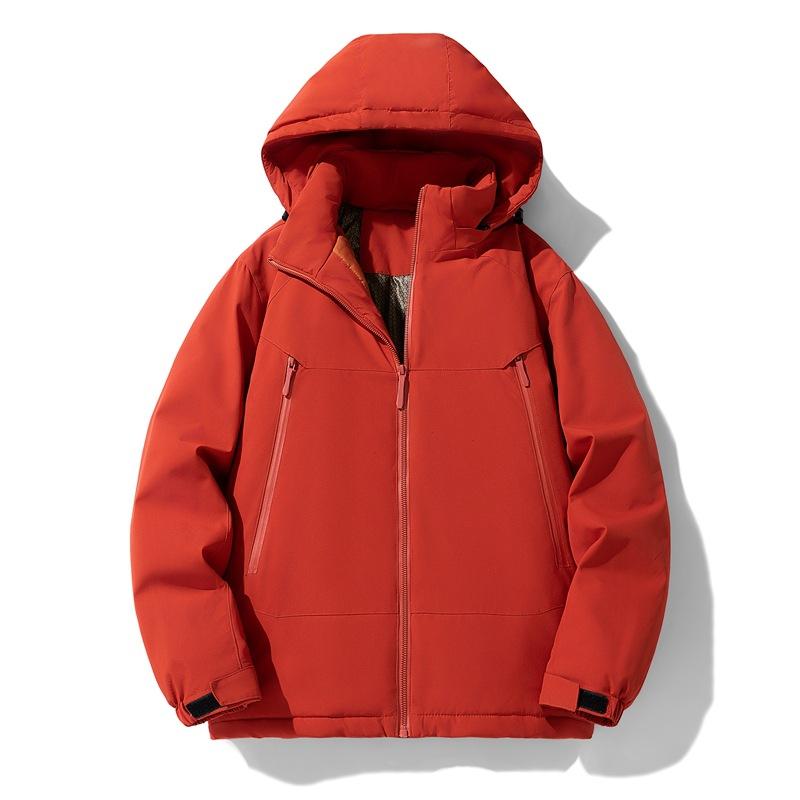 Cotton-padded Men s Thickened Jacket Sports Casual Thermal Hooded Winter Jacket Graphene Cotton Jacket M красный