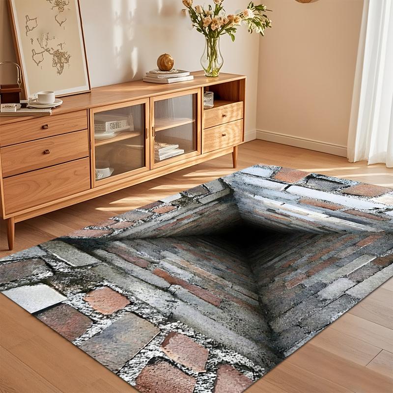 Front Door Doormat—3D Optical Illusion Trap Design, Entrance Area Rug, Playroom Floor Carpet Mat Bedroom Decor Rugs for Bedroom