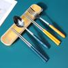 Chopsticks and Spoon Set Student Stainless Steel Portable Tableware 3-Piece Set Children's Fork Single Office Worker Storage Box