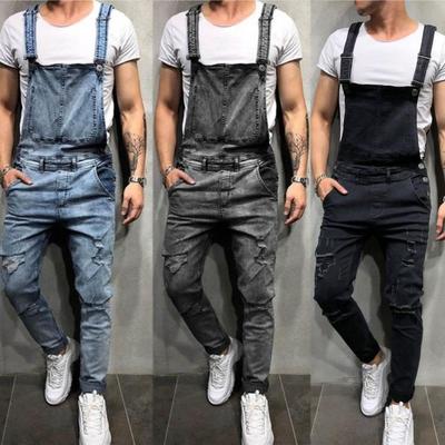 Men's Trendy Ripped Denim Overall Suspenders