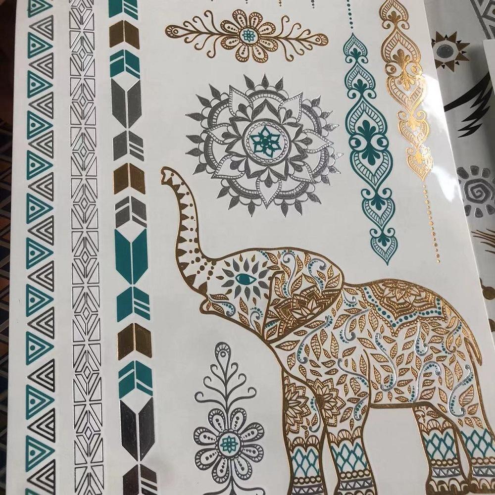 Yh Bronzing Set Warehousing Bronzing Hot Silver Water Transfer Printing Casual Party Metal Tattoo Sticker