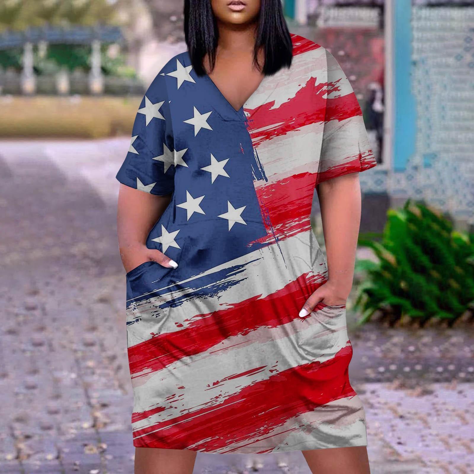 Женское летнее повседневное платье больших размеров с V-образным вырезом и коротким — фото 6