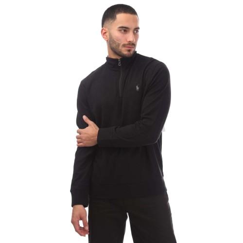 Ralph Lauren Mens Double Knit Quarter Zip Sweatshirt