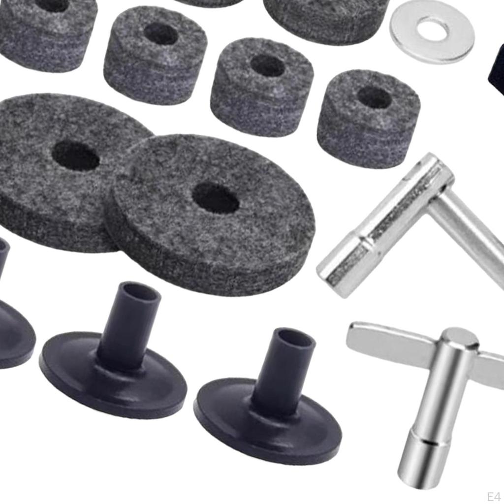23 Piece Cymbal Parts Set with Wing Nuts and Drum Key, Stand Sleeve for Drums