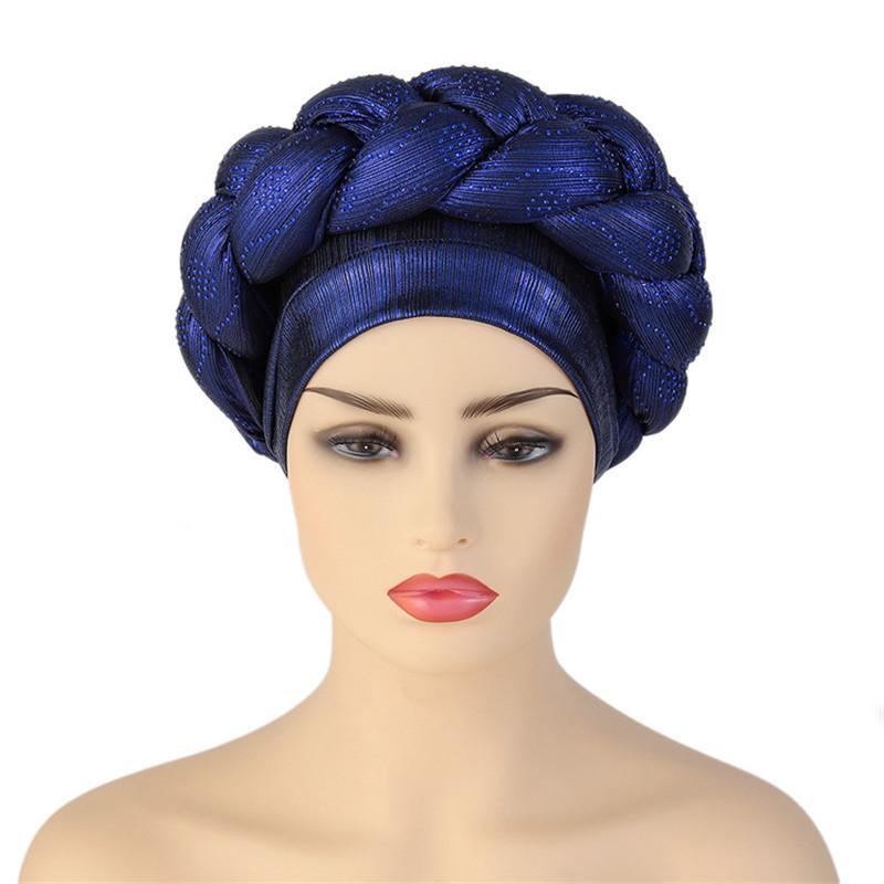 Glitter Rhinestone Braids African Headtie Women Turban Cap Head Wraps