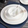 Luxury Wear-Resistant Gold Rim Bone China Dinnerware Set for Hotels and Restaurants - Includes Bowls, Plates, Spoons, Cups, and Chopsticks