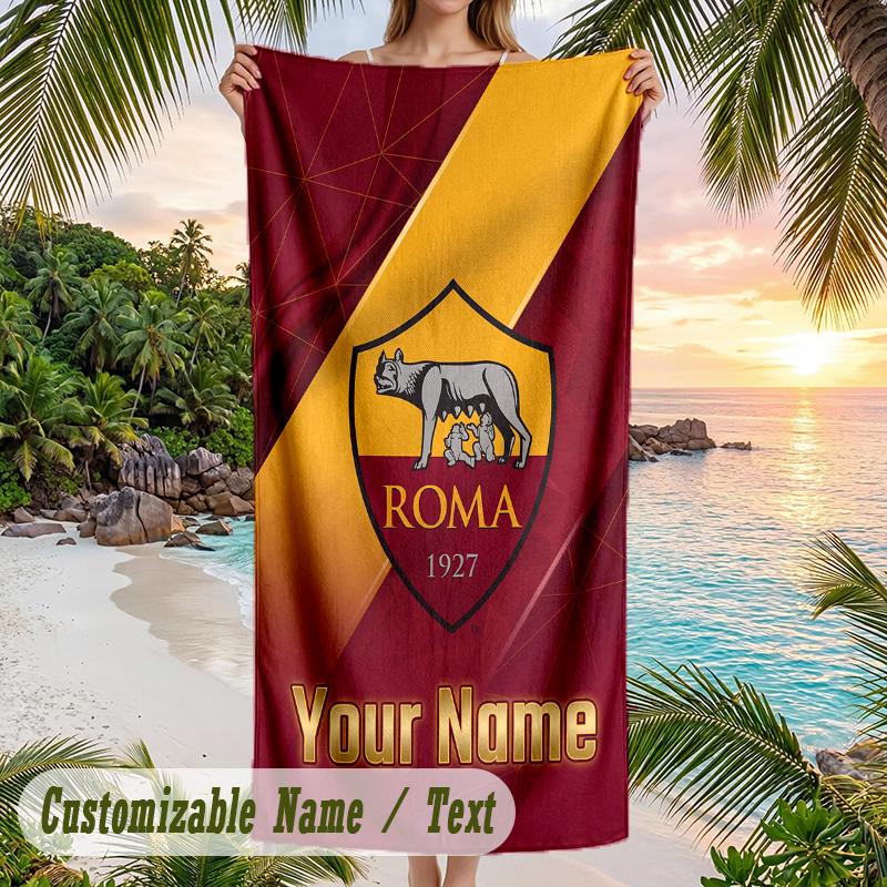 Beach Towel AS Roma Print Custom Name Text Soft Towel for Swimming Pool
