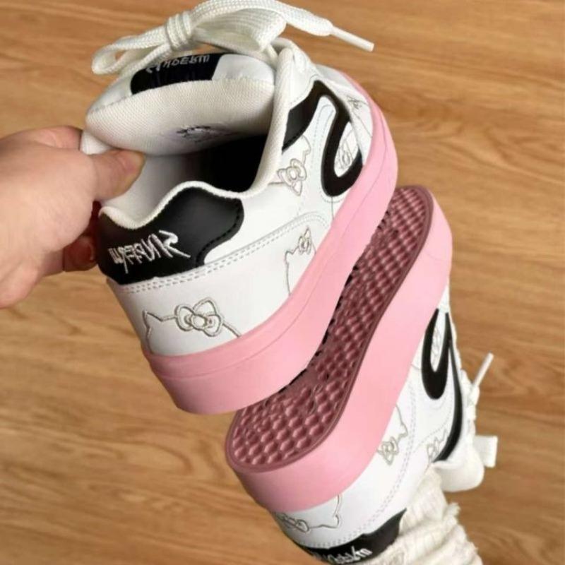 Herbst weißes Pulver Spleißen Katze Brot Schuhe Damen Retro Nische Design Skateboard Schuhe Plateau Rutschfeste Sneaker