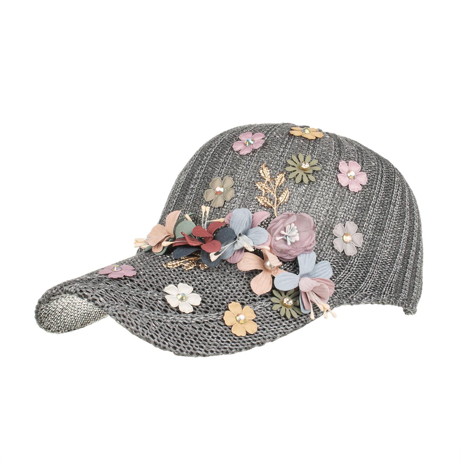

Весной и летом новая аппликация декоративная женская бейсболка шляпа от солнца серый