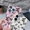 Černý pouzdro na telefon s potiskem motýlů, odolné proti nárazům, pro iPhone 16 16E 15 Pro 14 Pro Max 13 12 11, TPU měkký matný zadní kryt proti pádu