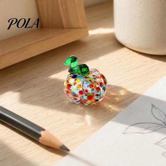 Hand Blown Glass Pumpkin Figurine, Mini Halloween Thanksgiving Pumpkin Statue, Faux Crystal Pumpkin Ornament for Fall Harvest