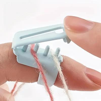 Plastic Finger Protector and Thread Guide for Knitters