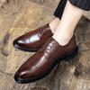 Men's Pointed Toe Leather Brogue Oxfords - British Style Casual & Formal Shoes for Spring and Autumn