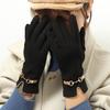 1 Pair Women Gloves Plush Thicken Buckle Highly Warm Cycling Mittens for Skating