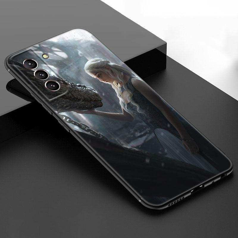 Dragon Mother Thrones Black Silicone Phone Case For Samsung Galaxy S23 S21 S20 FE S24 S22 Ultra S10E S10 S9 S8 Plus