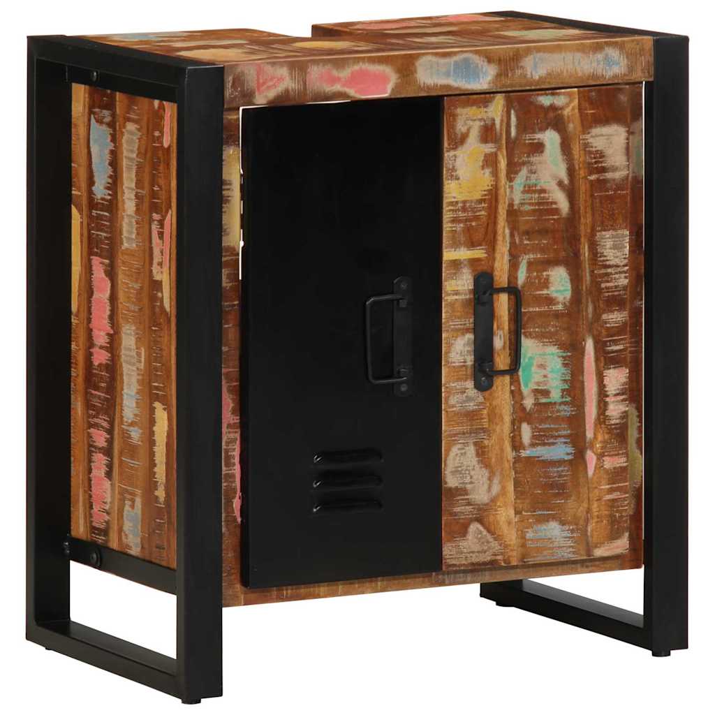 Bathroom Cabinet with Shelf Brown Solid Upcycled Wood