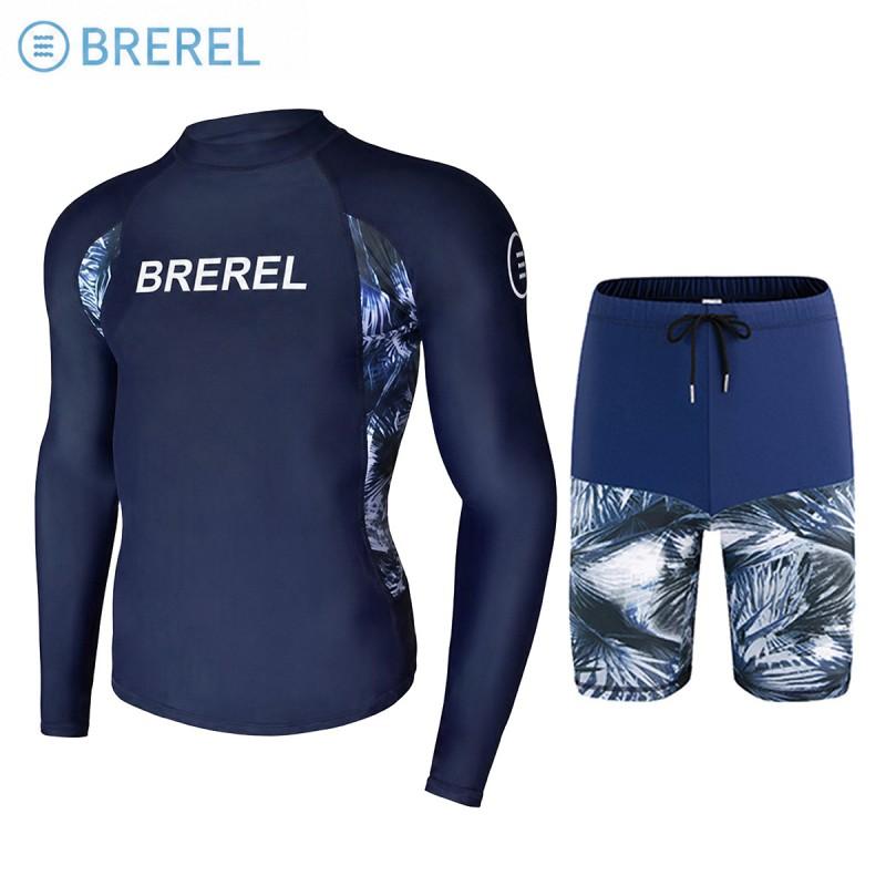 Mens Long Sleeve Rash Guard UV Protection Quick Dry Swimwear Snorkeling Surfing Diving Pool Spa