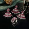 Jewelry Set Earrings Necklace Ring Bohemian Color Red Corundum Ethnic Charm Su Women's