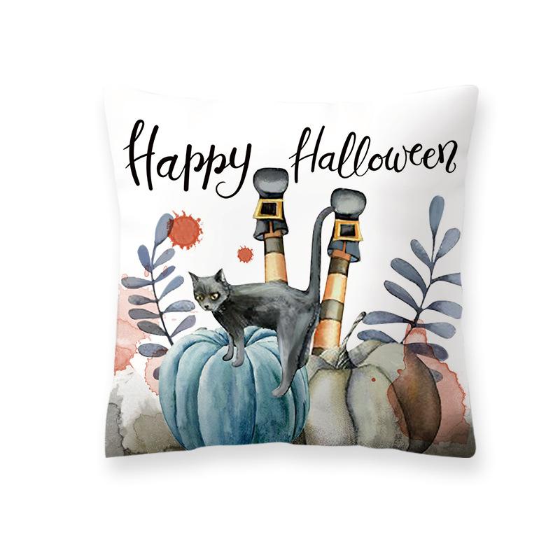 Halloween Pumpkin Cartoon Pillow Cover Festive Home Sofa Bedside Bedside Comfortable Breathable Pillow Cover