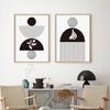 Boho Abstract Black Line Circular Poster, Semicircular Wall Art, Print Pictures, Canvas Painting, Minimalist Living Room, Home D