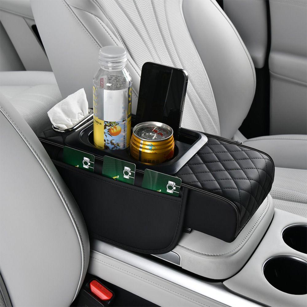 PU Leather Center Console Armrest Cushion Portable Storage Box New Car Armrest Pillow Universal