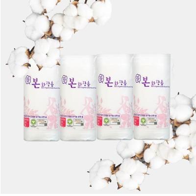 4 svazky kulatých tamponů z organické bavlny