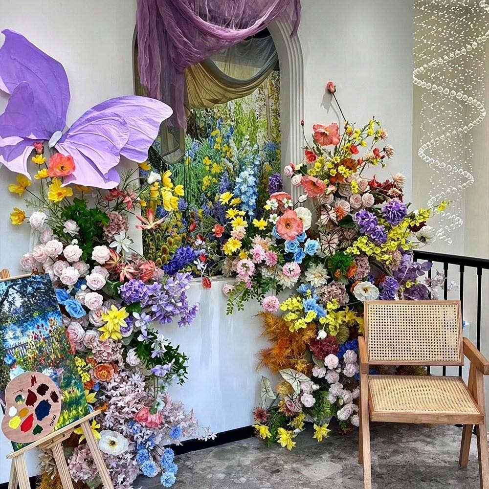 Elegant Hydrangea Flower Silk Backdrop Arch Supplies Flower Wedding Wall Arch Decor