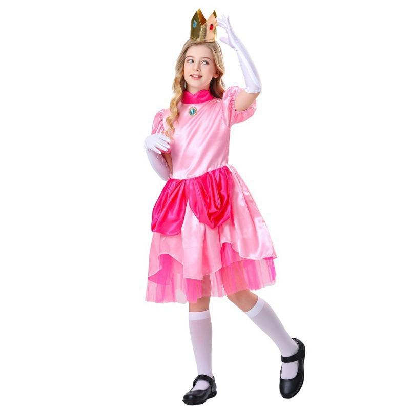 Halloween Children's Pink Peach Princess Dress Costume Girls Cosplay Stage Costume