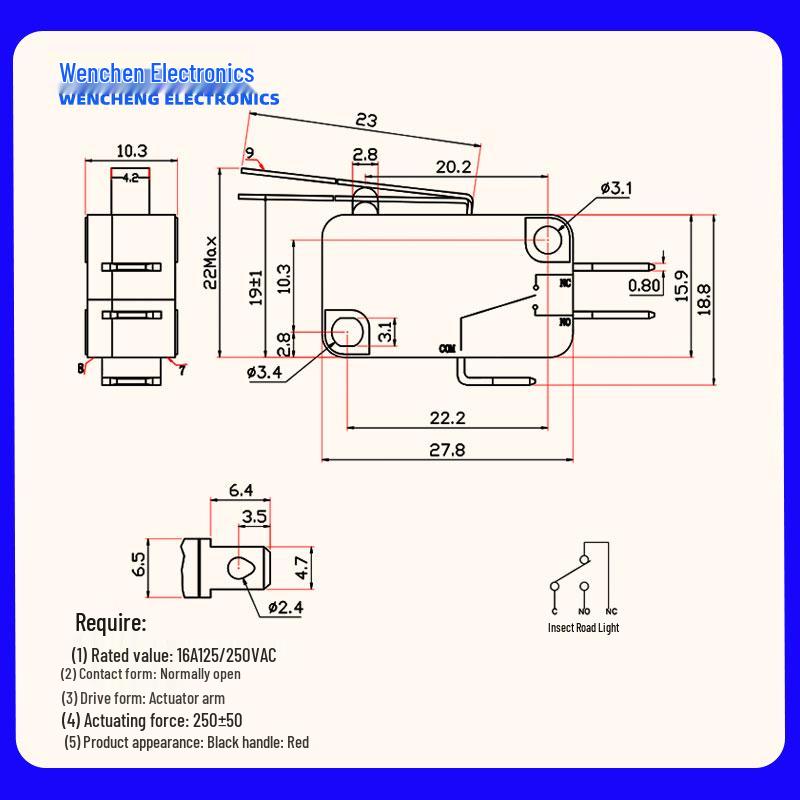 KW7-0 Universal Micro Switch for Travel Limit & Car Washer Foot Pump Diaphragm
