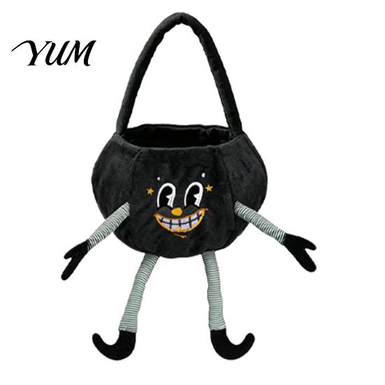 Skin Friendly Holiday Baskets Halloween Pumpkin Candy Basket with Handle, Soft Plush Trick or Treat Bag for Kids, Portable Gift Party Favor