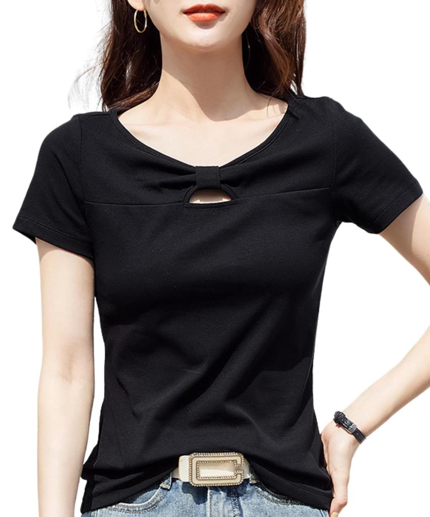 Short Summer Cut and Cute [Dep Club] Women's T-shirt, Sleeve, Stylish, Cute, Top, Summer, Clothes, Women's, Neat, Tunic, Blouse, Sewn, Casual,