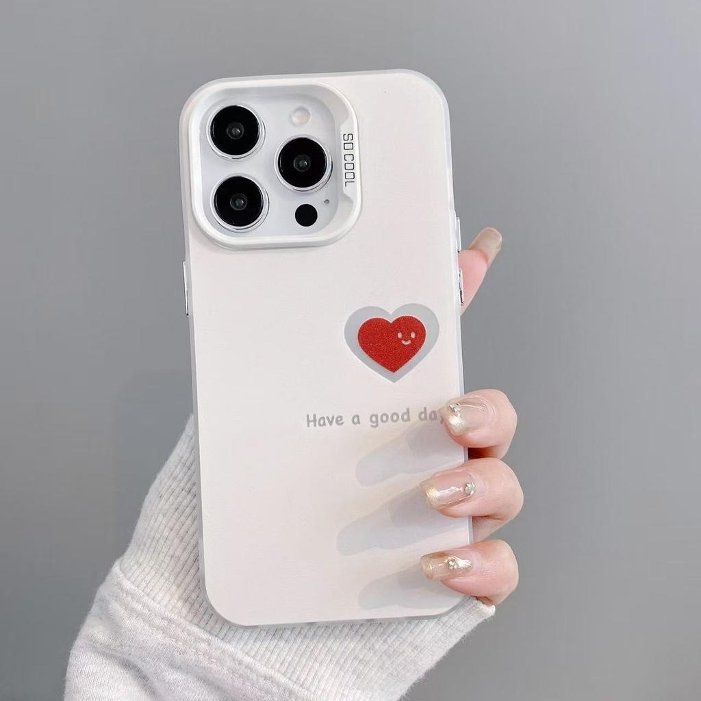 Love smiley face for apple iPhone17 mobile phone case colored silver apple 16/15/14 girl 13 trend 12