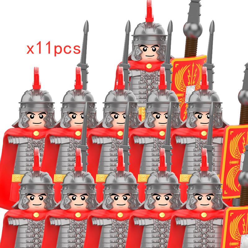 11pcs Medieval Dragon Knights Heavy Armor Bricks Assemble Action Figures Accessories Model