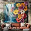 Flowers Beneath The Waterfall Digital Printing Polyester Wall Tapestry Suitable For Use In Living Rooms Bedrooms Bars And Party
