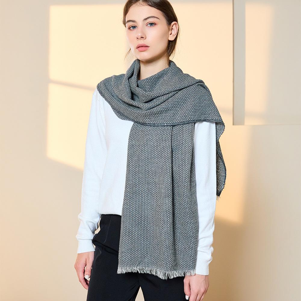 Winter Wool Scarf for Women Rice Fringe Pattern Modal Scarf for Men