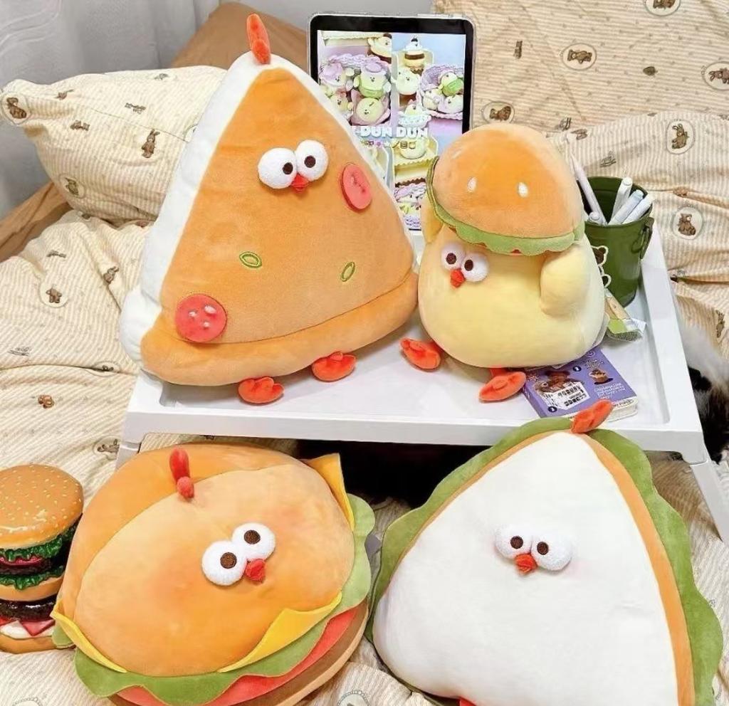 Adorable Burger Sandwich Pizza Chicken Plush Toys Pillow Soft Simulation Cute Dolls Stuffed Animal for Boys Girls Gifts Decor
